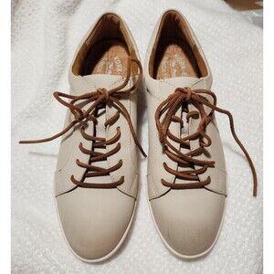 Kork-Ease Women's Shoes Size 8M Paislee Cream Leather Lace-Up Comfort Sneaker